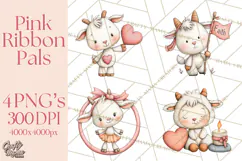 Breast Cancer Awareness Animal Clipart PNG Product Image 1