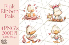 Breast Cancer Awareness Animal Clipart PNG Product Image 1