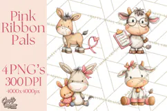 Breast Cancer Awareness Animal Clipart PNG Product Image 1