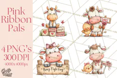 Breast Cancer Awareness Animal Clipart PNG Product Image 1