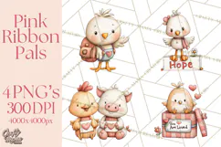 Breast Cancer Awareness Animal Clipart PNG Product Image 1