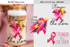 Breast Cancer Pink Ribbon|Positive Quotes|16 Oz Glass Can Product Image 1