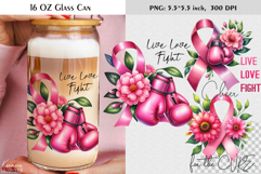 Breast Cancer Pink Ribbon|Positive Quotes|16 Oz Glass Can Product Image 1