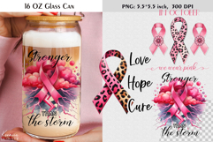 Breast Cancer Pink Ribbon|Positive Quotes|16 Oz Glass Can Product Image 1