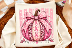 Pink Ribbon Pumpkin PNG,Breast Cancer Awareness Bow Design Product Image 2