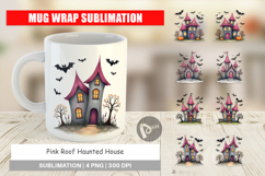 Pink Haunted House Mug Wrap Product Image 1
