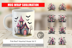 Pink Haunted House Mug Wrap Product Image 1