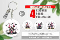 Pink Haunted House Keychain Product Image 1