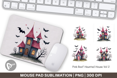 Pink Haunted House Mouse Pad Product Image 1