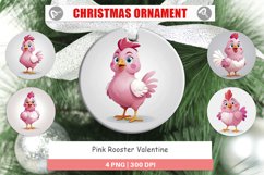Ornament Pink Rooster Valentine Product Image 1