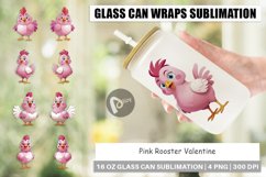 Glass Can Wraps Pink Rooster Valentine Product Image 1