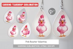 Earring Pink Rooster Valentine Product Image 1