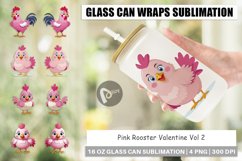 Glass Can Wraps Pink Rooster Valentine Product Image 1