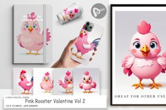 Digital Paper Pink Rooster Valentine Product Image 1