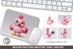 Mouse Pad Pink Rooster Valentine Product Image 1