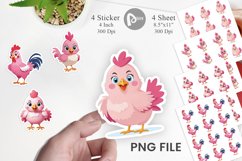 Pink Rooster Valentine Sticker Product Image 1