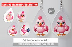 Earring Pink Rooster Valentine Product Image 1