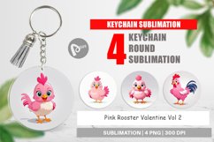Keychain Pink Rooster Valentine Product Image 1