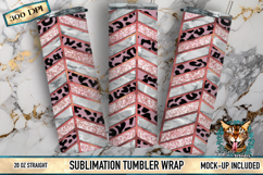 Close up of off pink tangram tumbler wrap with rose gold foil geometric accents 300 DPI sublimation design