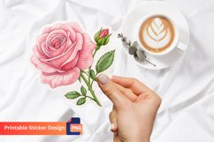Pink Rose Sticker, Romantic Pink Rose Sticker, Vintage Rose Product Image 1