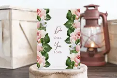 Pink roses garland clipart | Seamless floral border PNG Product Image 3