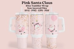 pink santa claus 40oz quencher tumbler sublimation full wrap high resolution transparant background