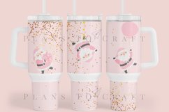 pink santa claus 40oz quencher tumbler sublimation full wrap high resolution transparant background
