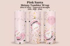 pink santa claus skinny tumbler sublimation wrap with high resolution and transparant background are for 20oz and 30oz skinny tumbler