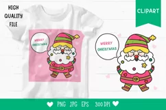 Colorful Santa clipart Kawaii Christmas clipart xmas png Product Image 1