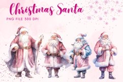 Pink Santa Claus Christmas Watercolor Winter Holiday Clipart Product Image 1