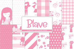 Pink digital paper pack with cute feminine patterns