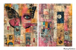 Shabby Torn Papers Collage Backgrounds | Junk Journal JPG Product Image 2