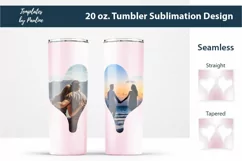 Pink Seamless 2 Hearts Photo Tumbler Wrap for Sublimation
