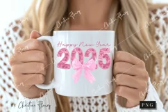 Pink Coquette Embroidery New Year Png | New Years PNG Product Image 2