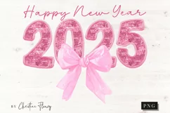 Pink Coquette Embroidery New Year Png | New Years PNG Product Image 4