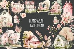 Pink shabby chic watercolor farmhouse clipart