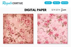 Pink Shabby Floral Seamless Digital Paper, Floral Pattern Product Image 1