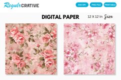 Pink Shabby Floral Seamless Digital Paper, Floral Pattern Product Image 1