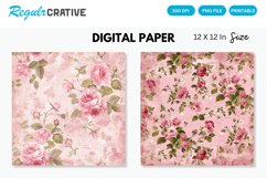 Pink Shabby Floral Seamless Digital Paper, Floral Pattern Product Image 1