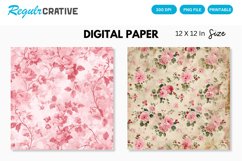 Pink Shabby Floral Seamless Digital Paper, Floral Pattern Product Image 1