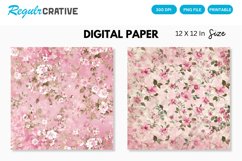 Pink Shabby Floral Seamless Digital Paper, Floral Pattern Product Image 1