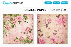 Pink Shabby Floral Seamless Digital Paper, Floral Pattern Product Image 1