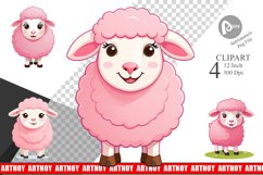 Pink Sheep Valentine Clipart Product Image 1