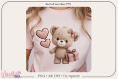 Knitted Love Bear PNG | Valentine Teddy Bear Sublimation Product Image 4