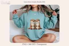 Cute Otter Couple Bundle PNG | Faux Knitted Otter Love Product Image 1