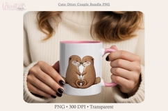 Cute Otter Couple Bundle PNG | Faux Knitted Otter Love Product Image 4