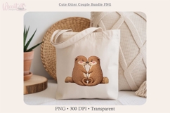 Cute Otter Couple Bundle PNG | Faux Knitted Otter Love Product Image 5