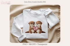 Cute Otter Couple Bundle PNG | Faux Knitted Otter Love Product Image 6