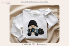 Faux Knitted Photography Gnome PNG, Camera Gnome Clipart Product Image 5