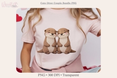 Cute Otter Couple Bundle PNG | Faux Knitted Otter Love Product Image 7